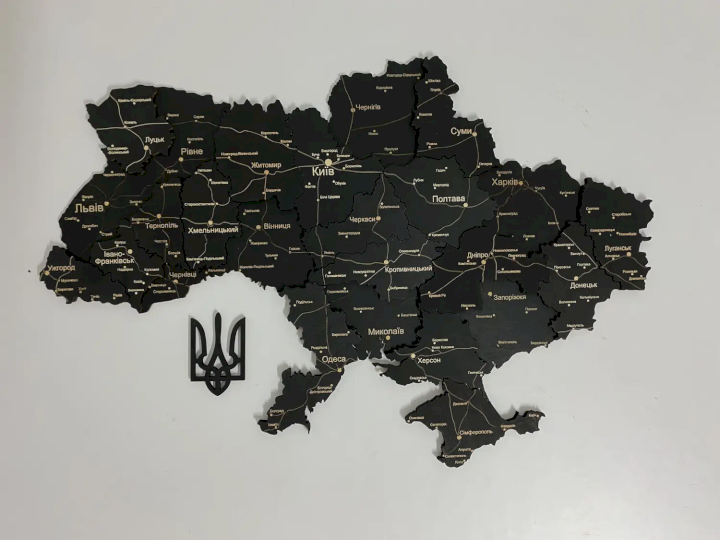 Багатошарова мапа України з деревини